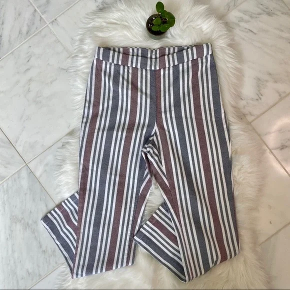 Free People vertical stripe linen ankle pants sz 0 - Picture 2 of 7